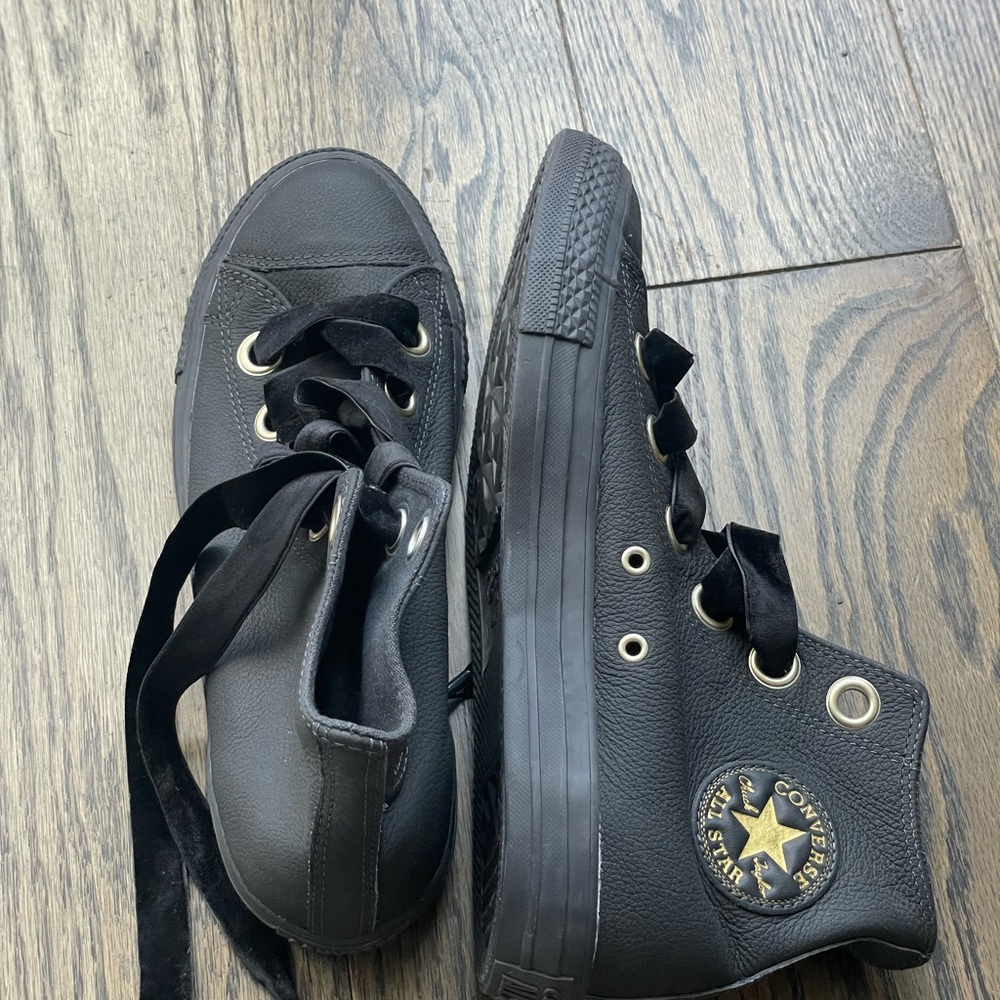 Converse Black Leather High-Top Sneakers
